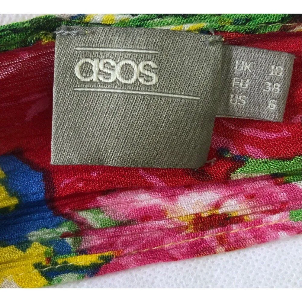 Asos Design Swim Floral Tile Print Crinkle Beach Dress - Image 8