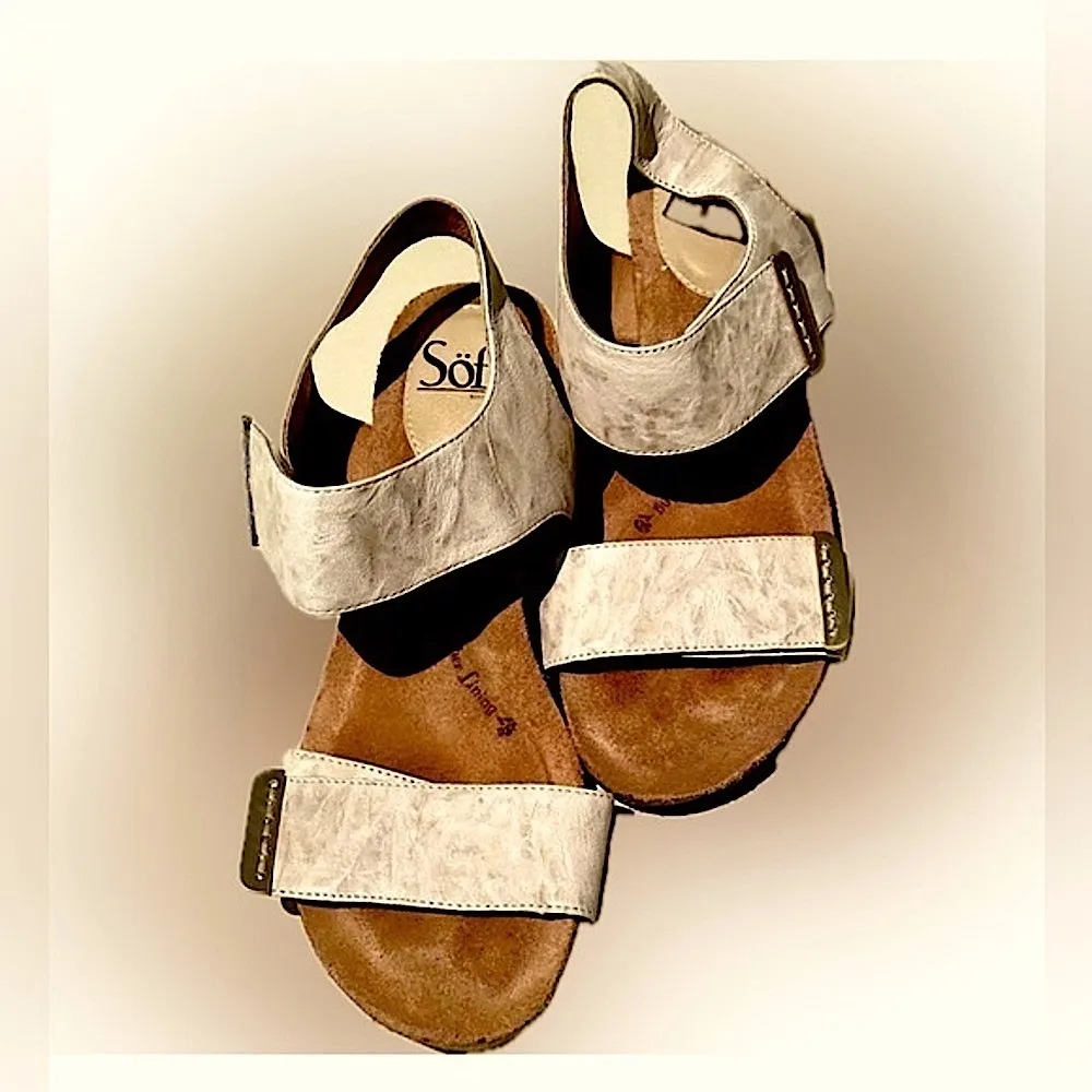 Söfft Genuine Leather Sandals Size 7.5 w White - Image 2