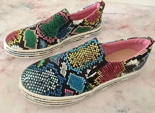 Snake Print Fashion Sneakers Multiple Size 7 - Image 2
