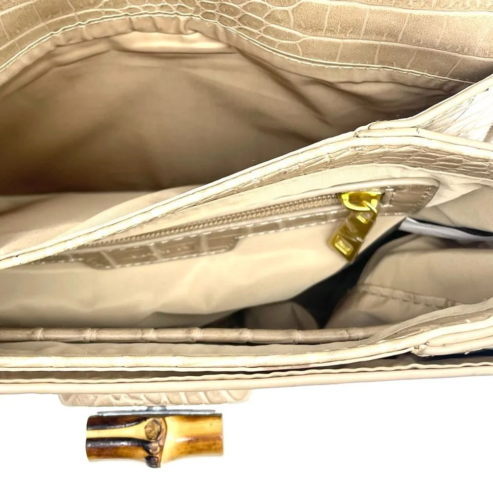Fawn Design The Bamboo Shoulder Bag in Latte Faux Croc Purse Limited Edition NEW Tan - Image 11
