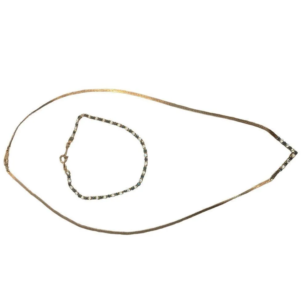 Black and Gold Avon Bracelet Necklace Earrings Set Clip Ons Vintage 70s 80s Jewe - Image 9