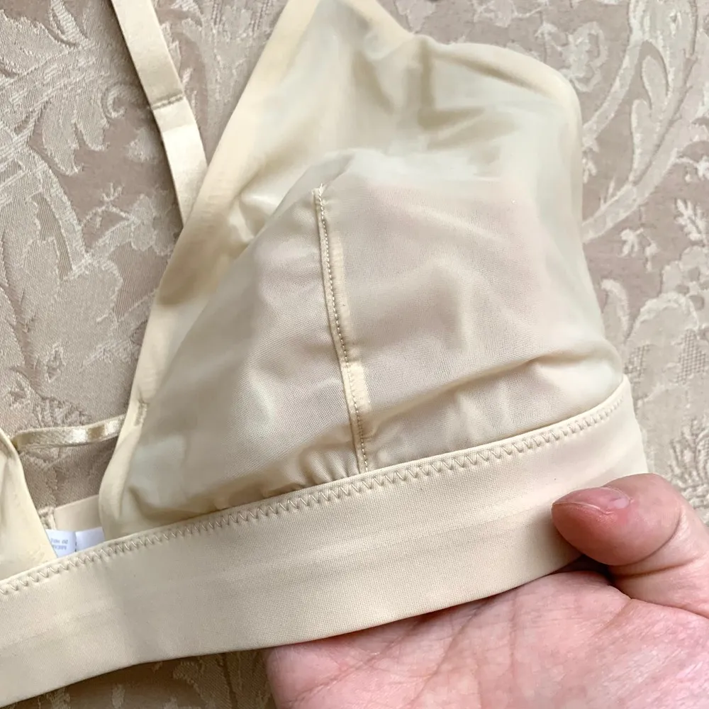 Mame Kurogouchi x Uniqlo Wireless Bra (Sheer Triangle) in Natural - Image 5