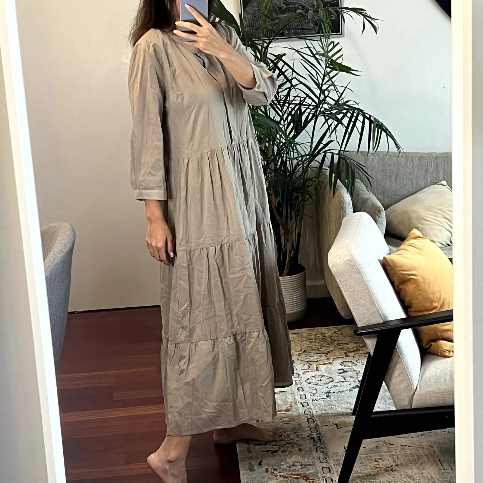 Jenni Kayne James midi Dress Willow size M sage green cotton linen Size M - Image 3