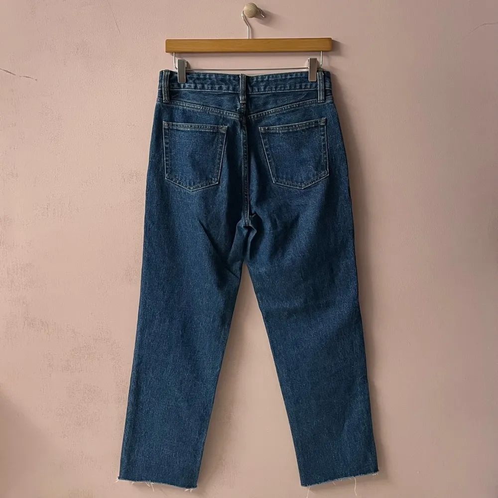 J. Galt PacSun Medium-Dark Wash Blue Hi Rise Straight Leg Raw Hem Jeans Sz L EUC - Image 10