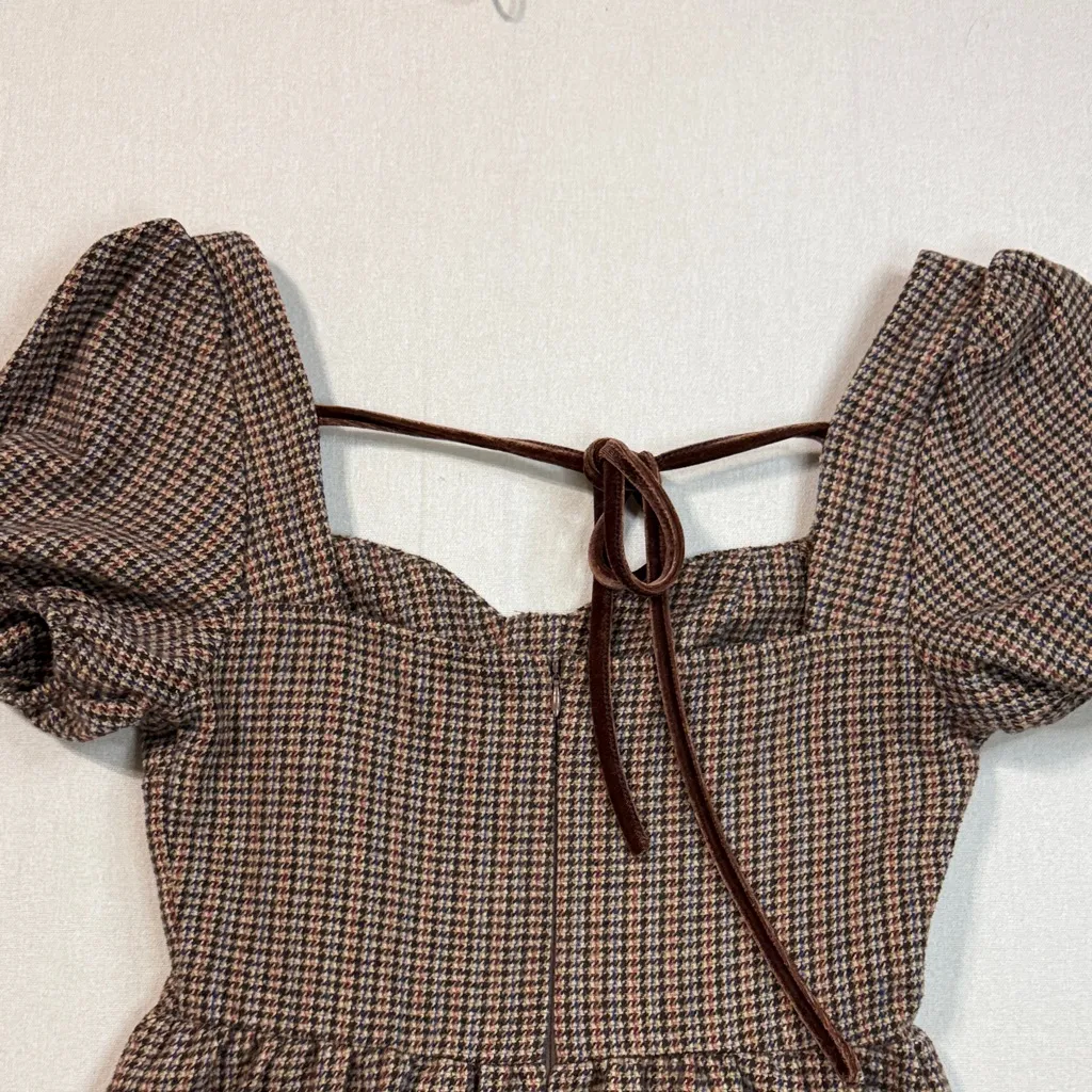 SHEIN Checkered Puff Sleeve Mini Dress - Image 8