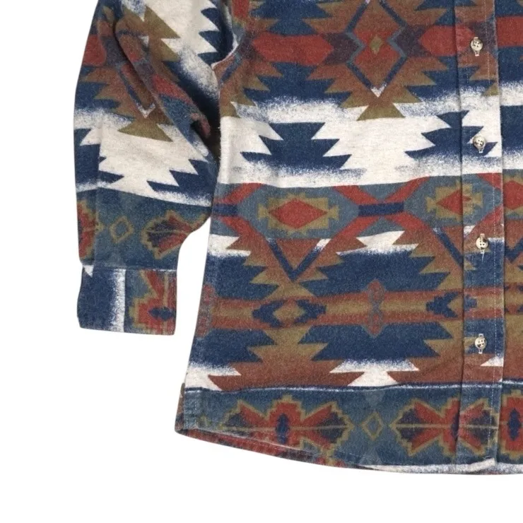 Vtg Cabela's Aztec Flannel Button Up Women's Medium USA Made 90s Southwest Shirt - Image 4