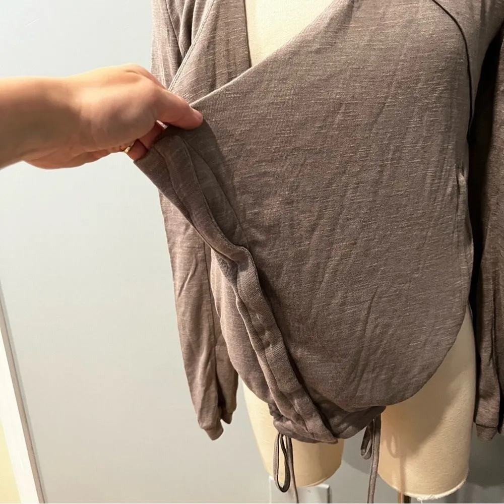 My Beloved Taupe Draped Front Long Sleeve Cardigan Size Medium - Image 3