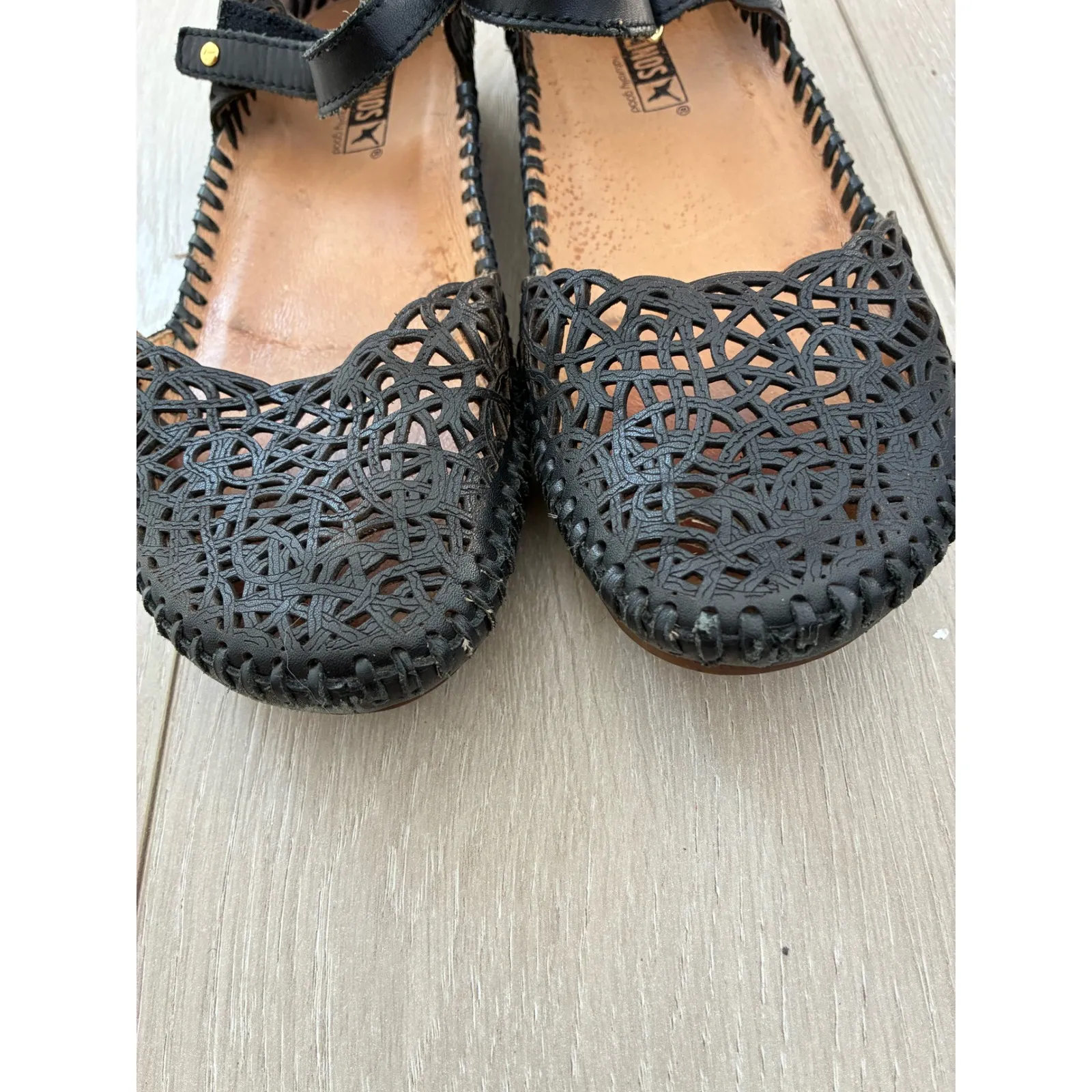 Pikolinos Womens Puerto Vallarta Laser Cut Mary Jane Flats Women Size 37 Black - Image 4