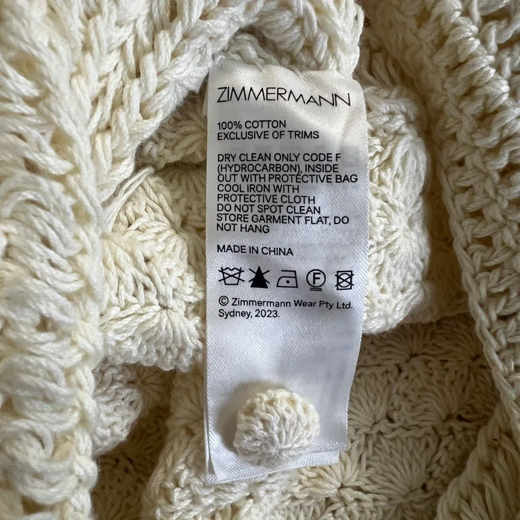 Zimmermann Waverly Crochet Crewneck Top Cream US 4 Size 0 NWT Resort Luxury - Image 12