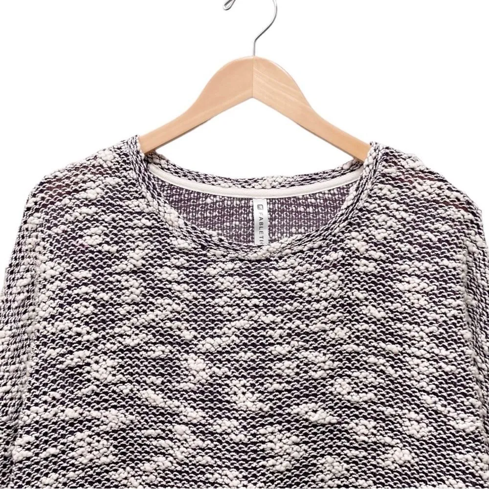 Fabletics Juliette Popcorn Pullover Sweater Purple Cream Nubby Knit Size Large - Image 5