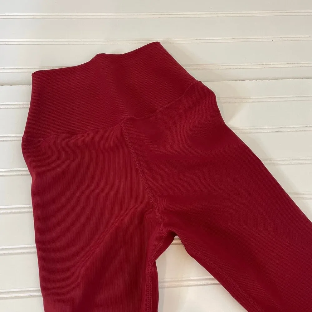 NWOT Take Life Further Burgundy High Waisted Leggings Sports Workout Size S Red - Image 3