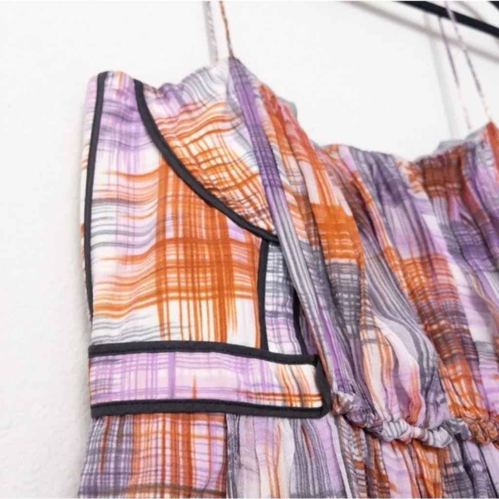 Rachel Comey Silk Sleeveless Dress S Pleated Drape Bodice Contrast Piping - Image 4