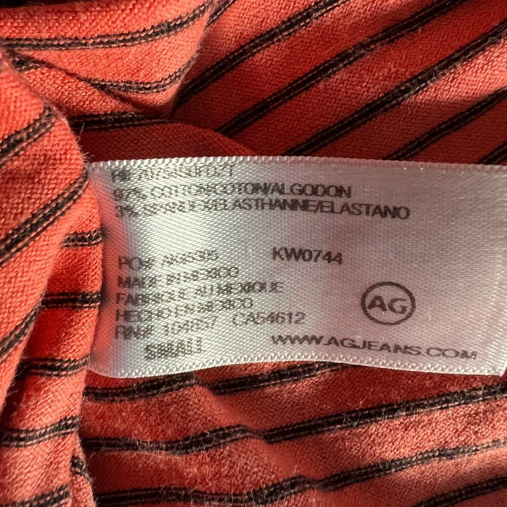 AG ADRIANO GOLDSCHMIED Sleeveless Cotton Tank Top Small Red Striped Distressed - Image 6