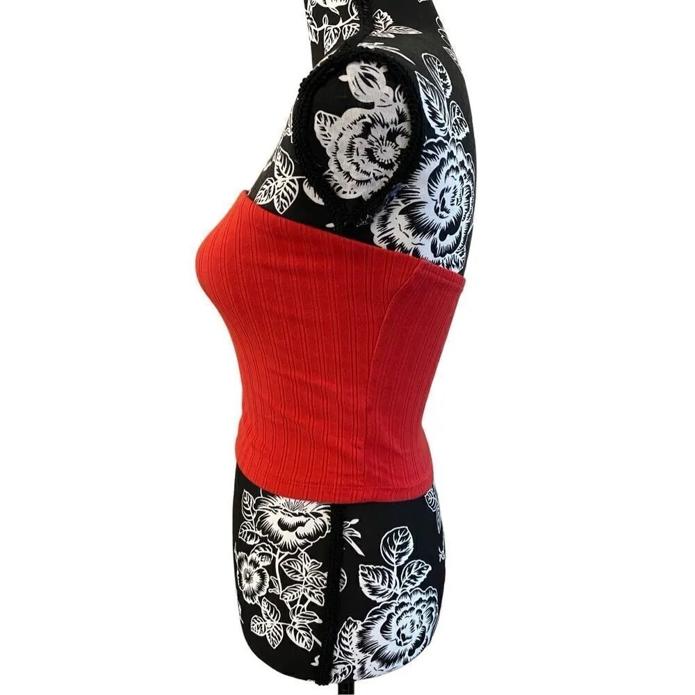 American Eagle Strapless Top Tube Top Cropped Textured Summer Beach Coastal - Image 4