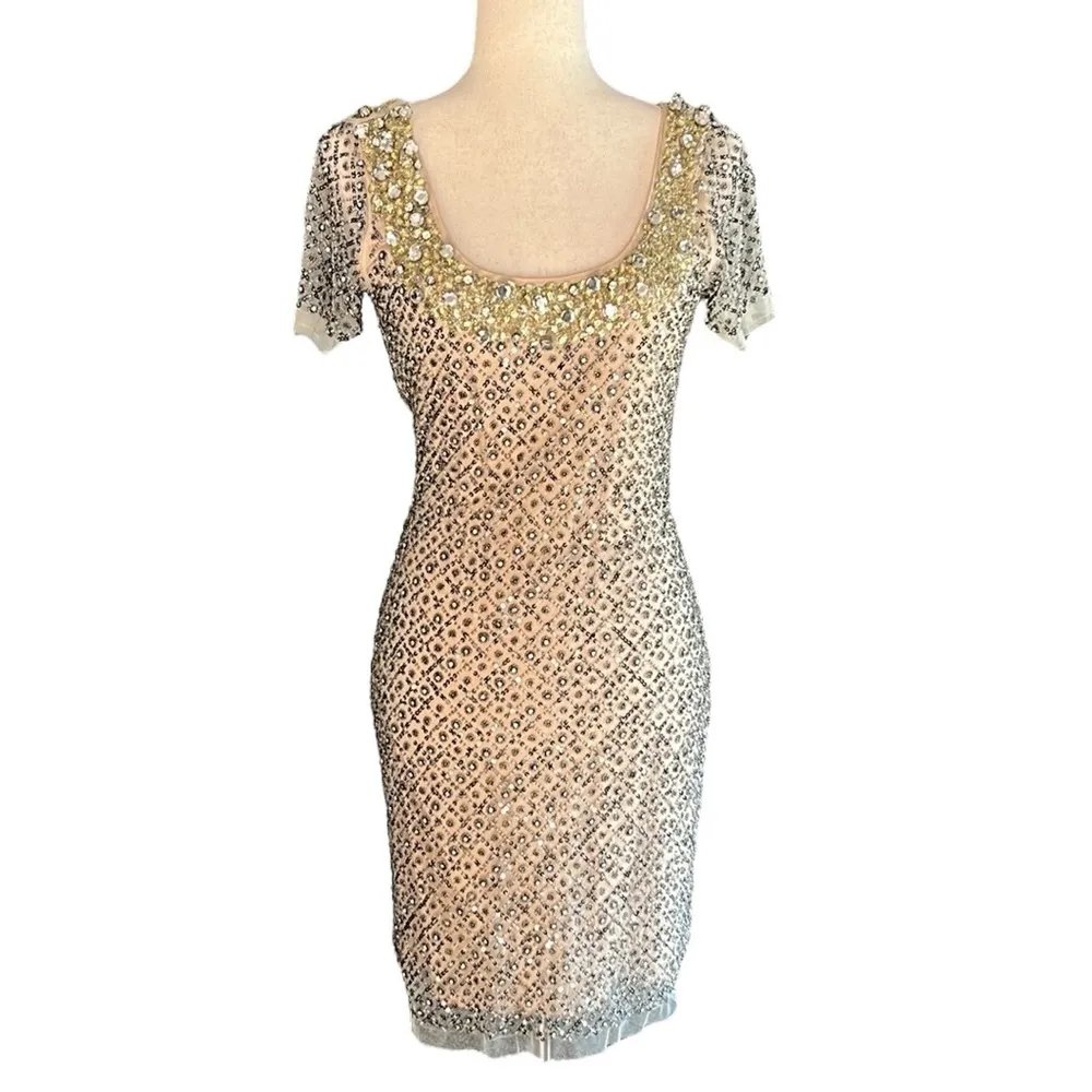 La Maison Paris Sequined Eleanor Dress Silver Size M - Image 12