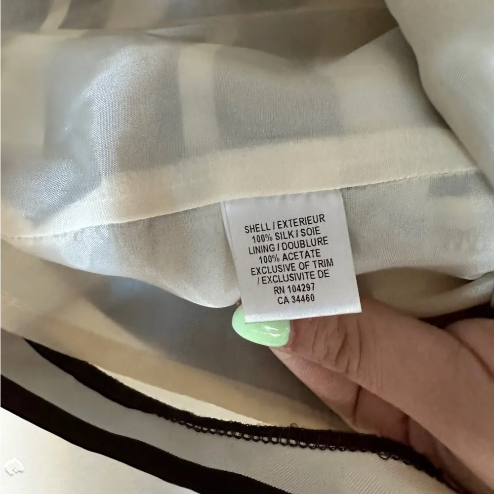 MILLY of New York silk tank with chain detail brown cream striped size 6 - Image 2