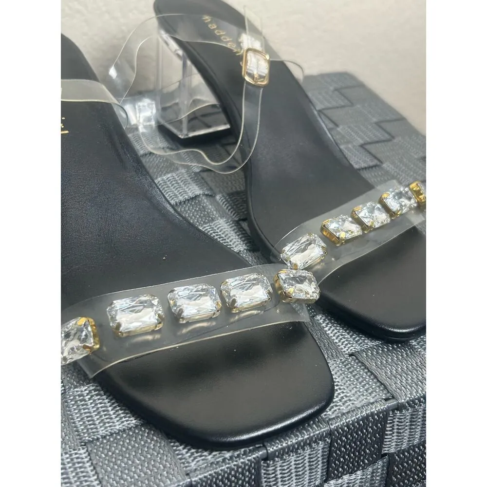 Madden Women's Size 6.5 Heels Clear Acrylic Block Heel Sandals Rhinestones - Image 2