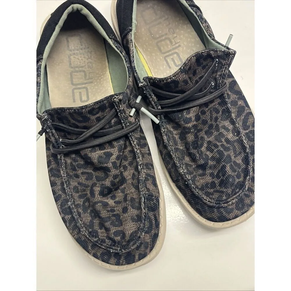Hey Dude Shoes Wendy Sox Leo Brown Women’s Size 6 Slip On Loafer Fabric Leopard - Image 12