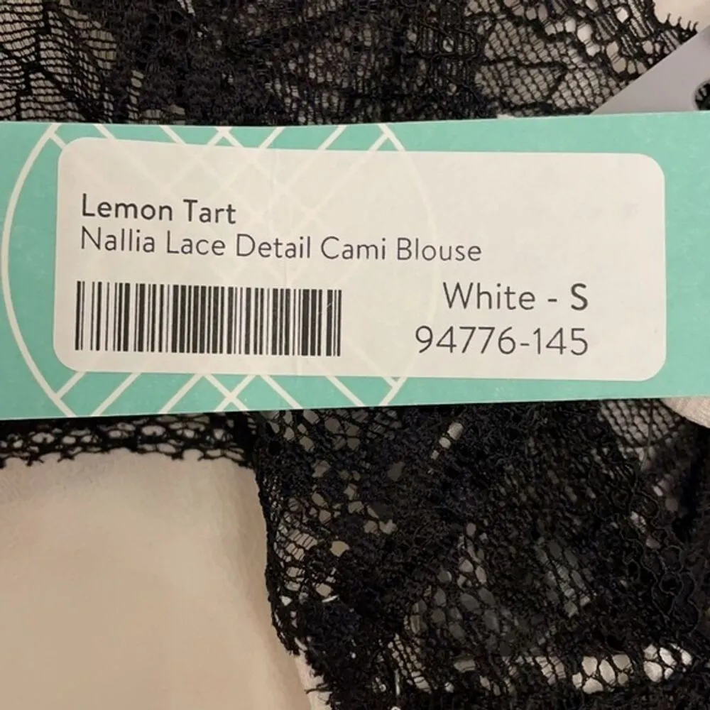 Lemon Tart Stitch Fix Black White Camisole Lace Blouse Womens Small NEW - Image 11