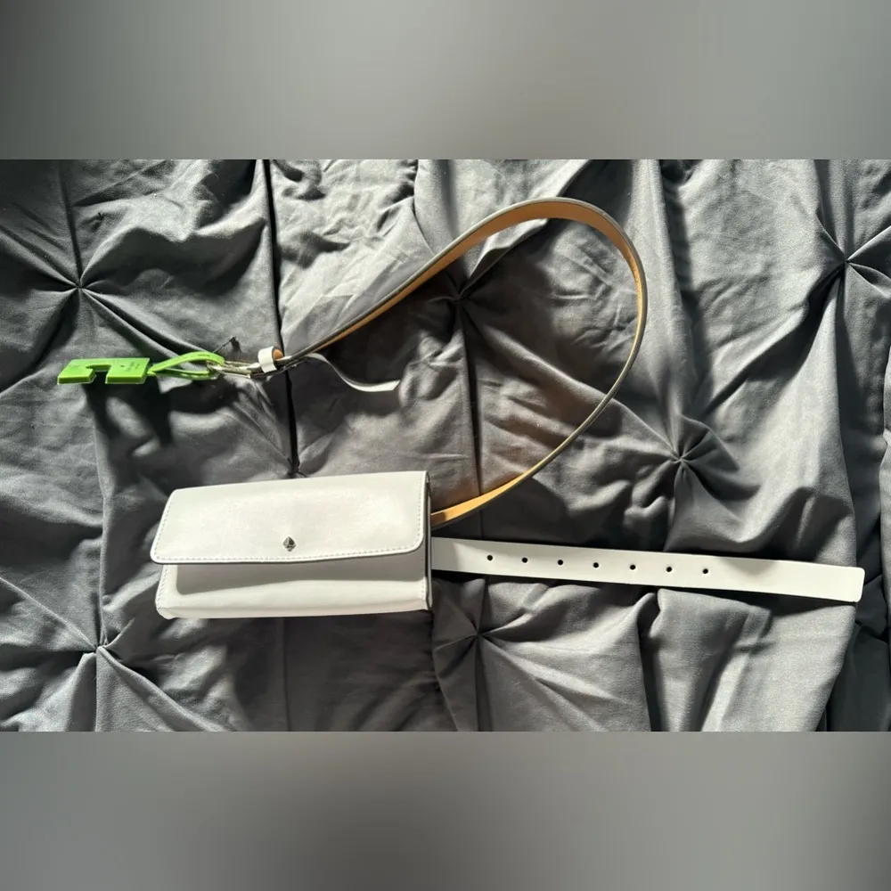 New KATE SPADE White Genuine Leather Belt Fanny Pack Crossbody - Image 5