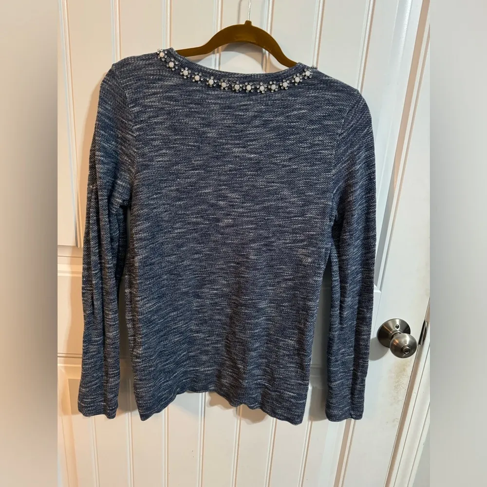 J Crew Blue Jeweled Rhinestone Pullover - Image 5