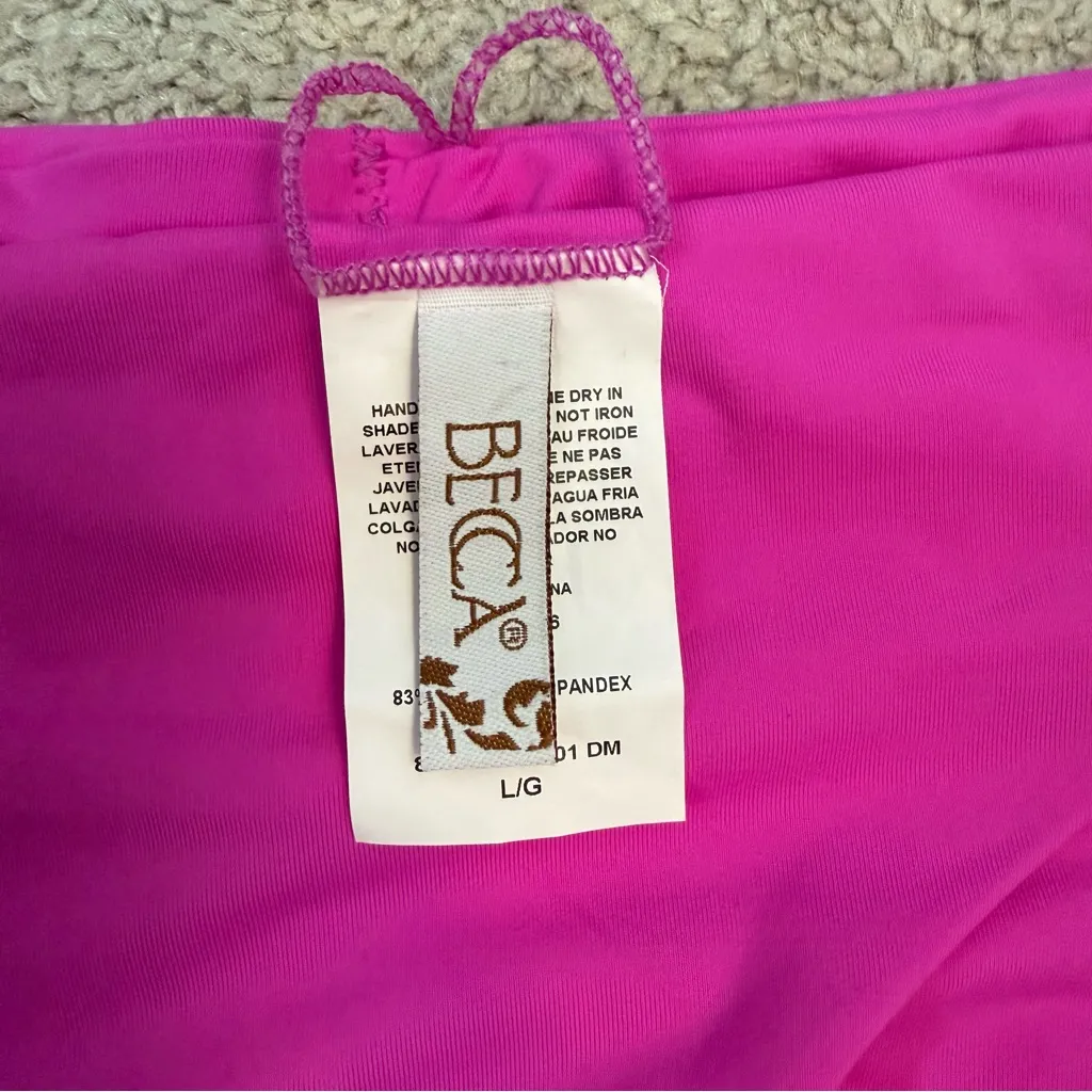 Becca Ruched‎ Back Hipster Bikini Bottom Pink L - Image 4