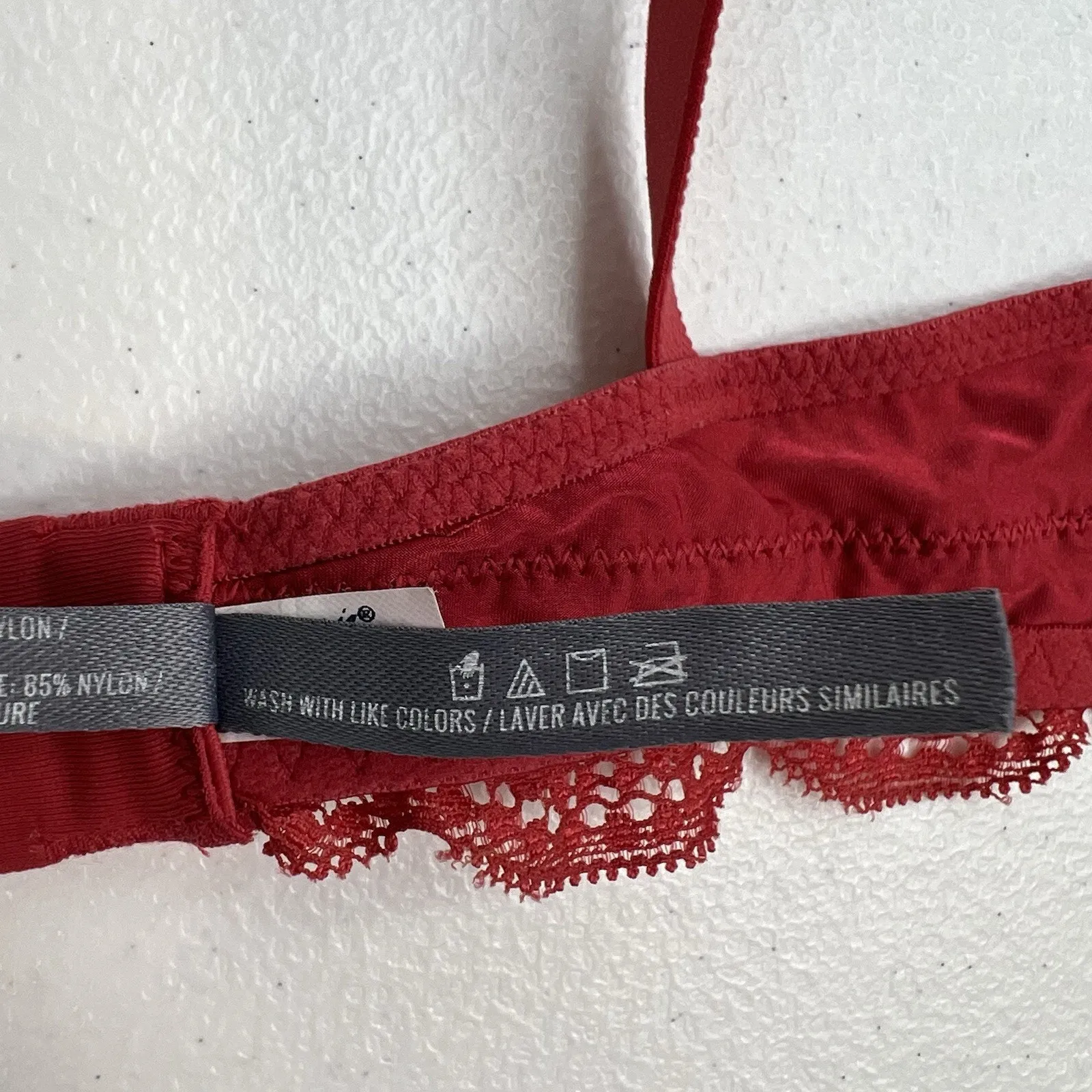 Aerie Happy Size 32A Bra Very Sexy Lined Demi Push Up Underwire Red Lace Plunge - Image 13