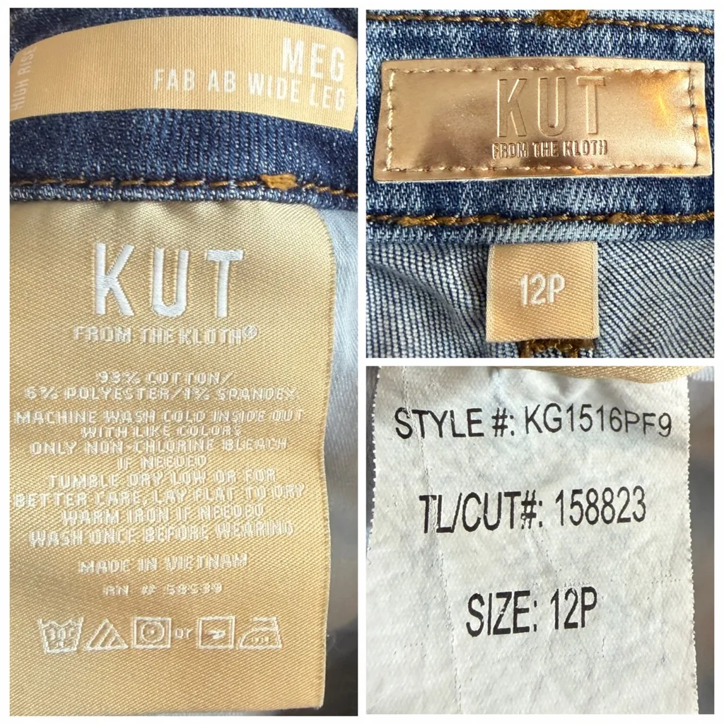 Kut from the Kloth Meg Fab Ab Wide Leg Crop Jeans High Rise Women’s Size 12P - Image 8
