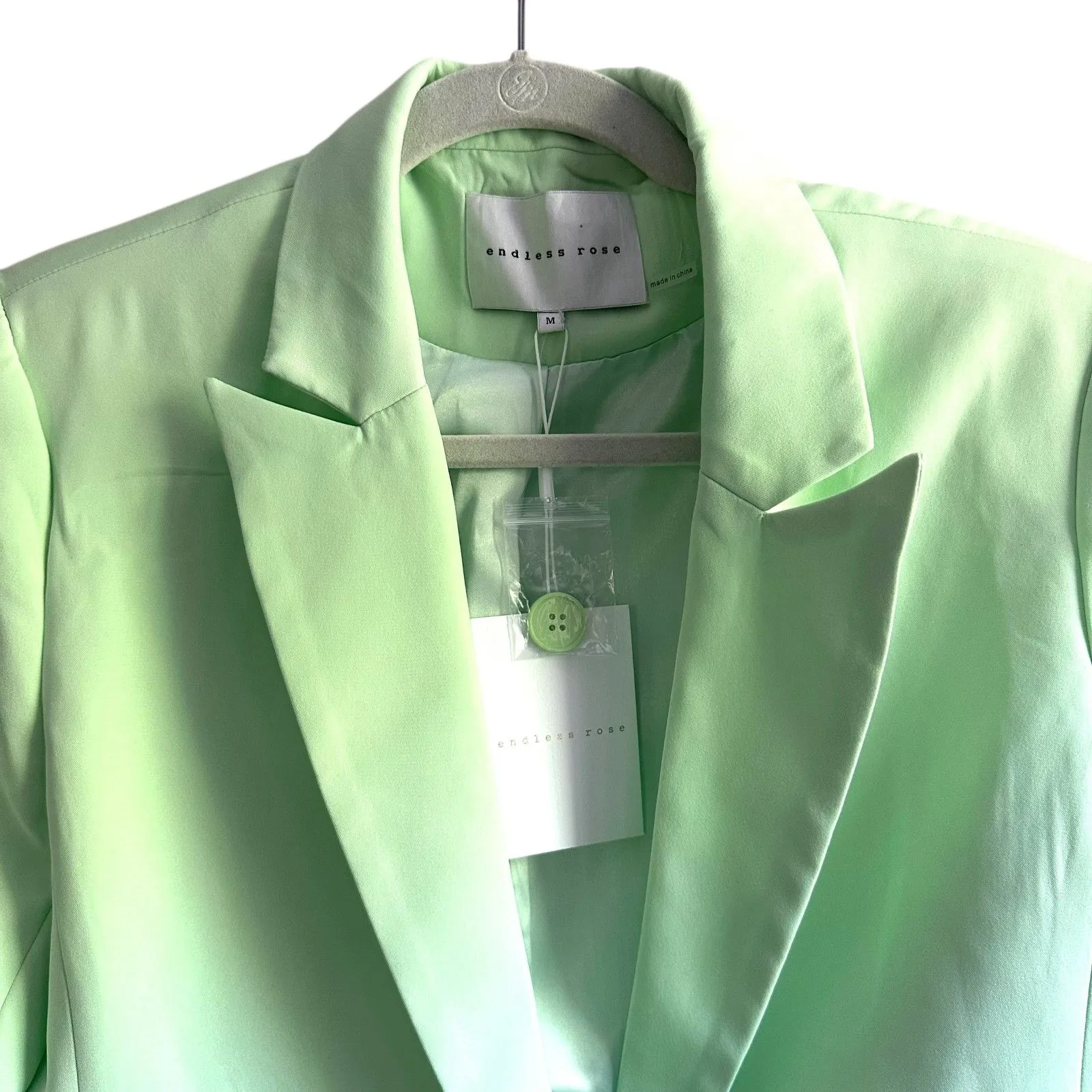 ENDLESS ROSE Single Breasted Blazer Pistachio Green‎ NWT Medium - Image 5