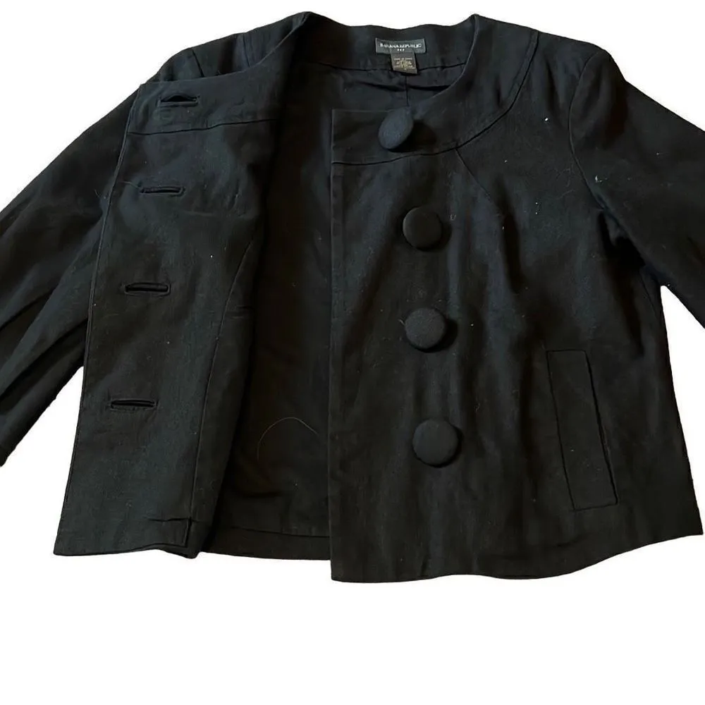 Banana Republic black linen short pea coat - Image 5