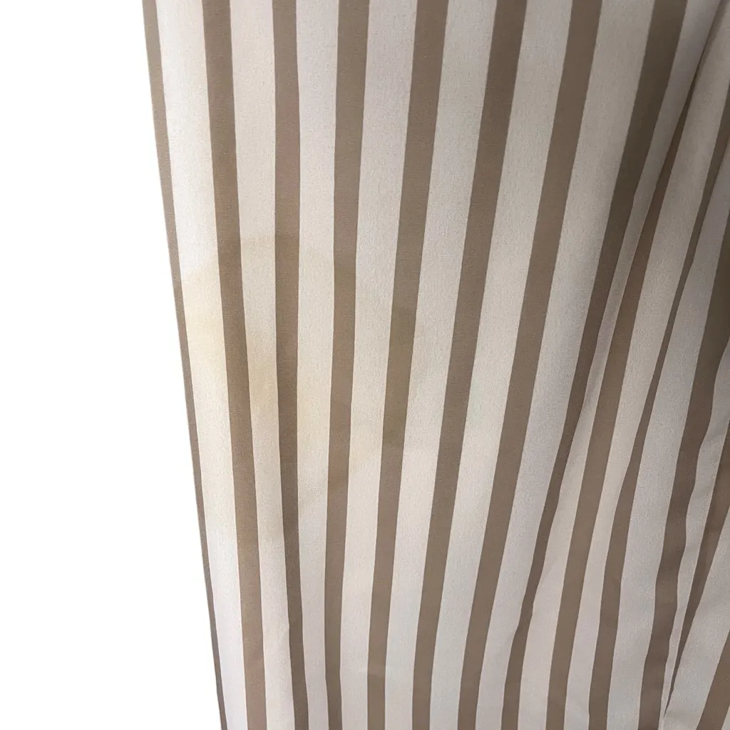 Vtg 80s Yves Cossette Depeche Mode Wrap Belted Dress Faux Two Piece Stripe 6 Tan - Image 9