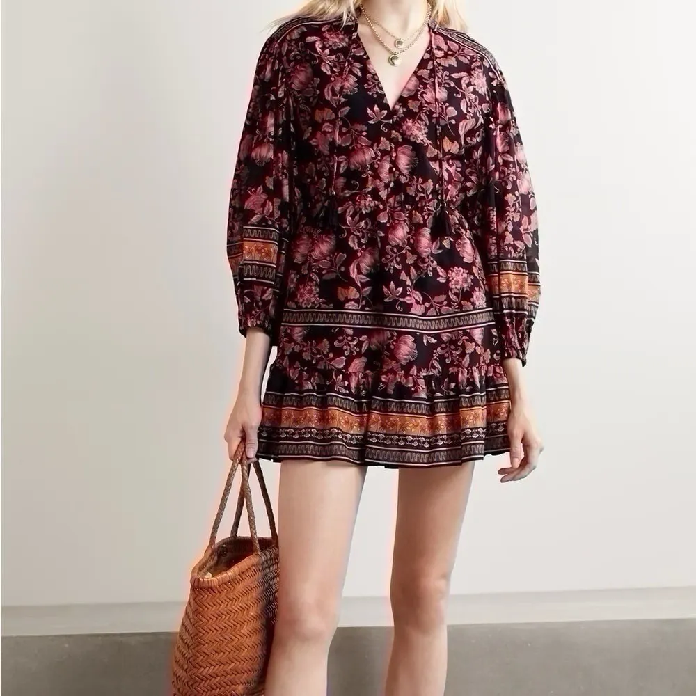 NEW Alice + Olivia Women’s Sedona Mandarin Collar Dress in Fall Into You Multi - Image 4