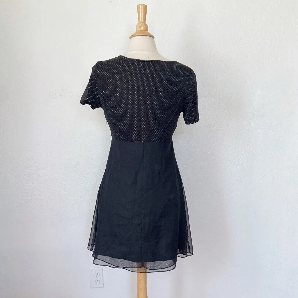 Vintage 90s Rampage Black Sparkle Babydoll Dress - Image 6