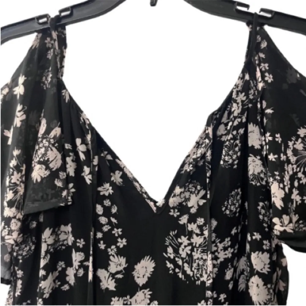New Rebecca Minkoff Kaspit Dress Two Tone Garden Print Black Floral SZ 6 Dress - Image 2