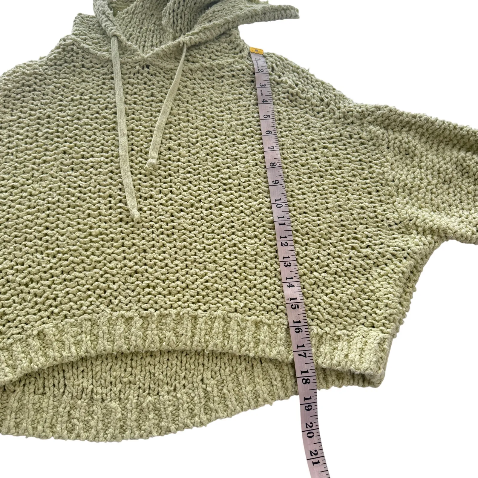 Pilcro Anthropologie Sailcloth Hooded‎ Sweatshirt Cropped Loose Knit Green Small - Image 15