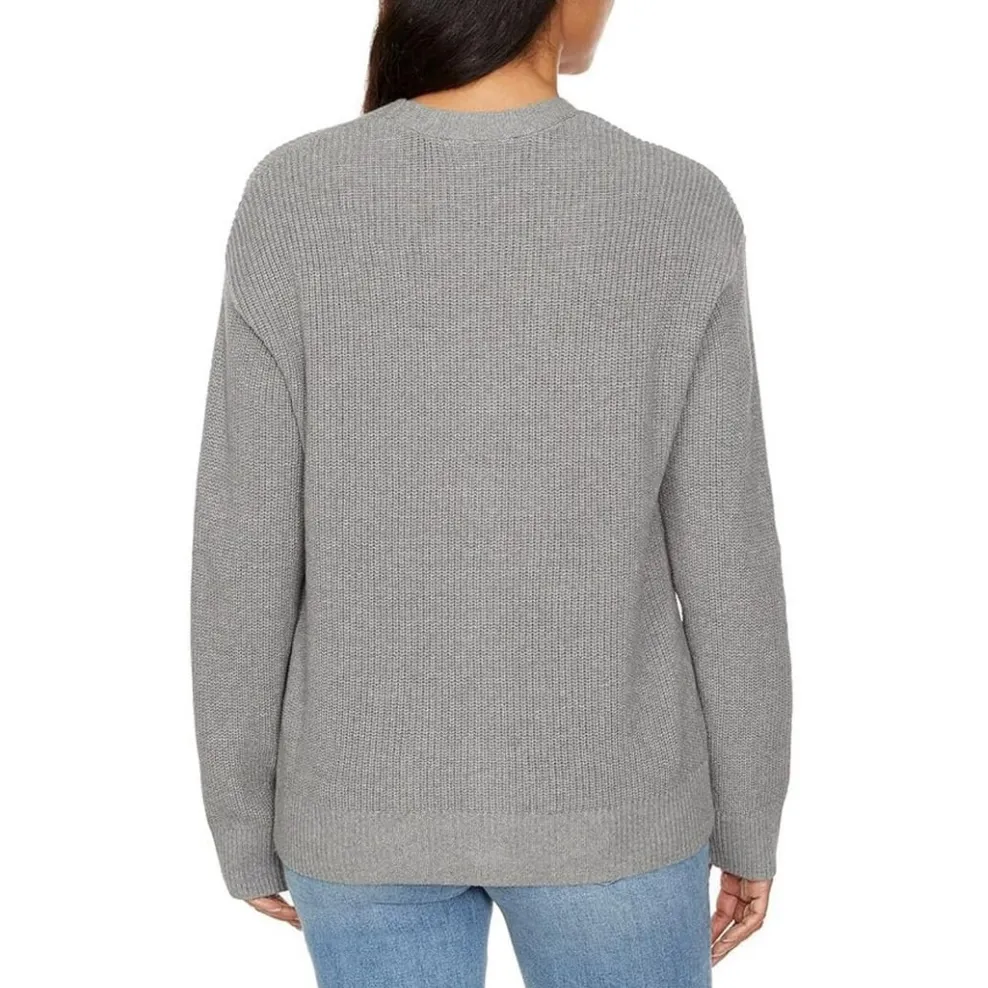 Hudson Light Gray Ribbed V Neck Cotton Cardigan Sweater Size Large NWT - Image 3