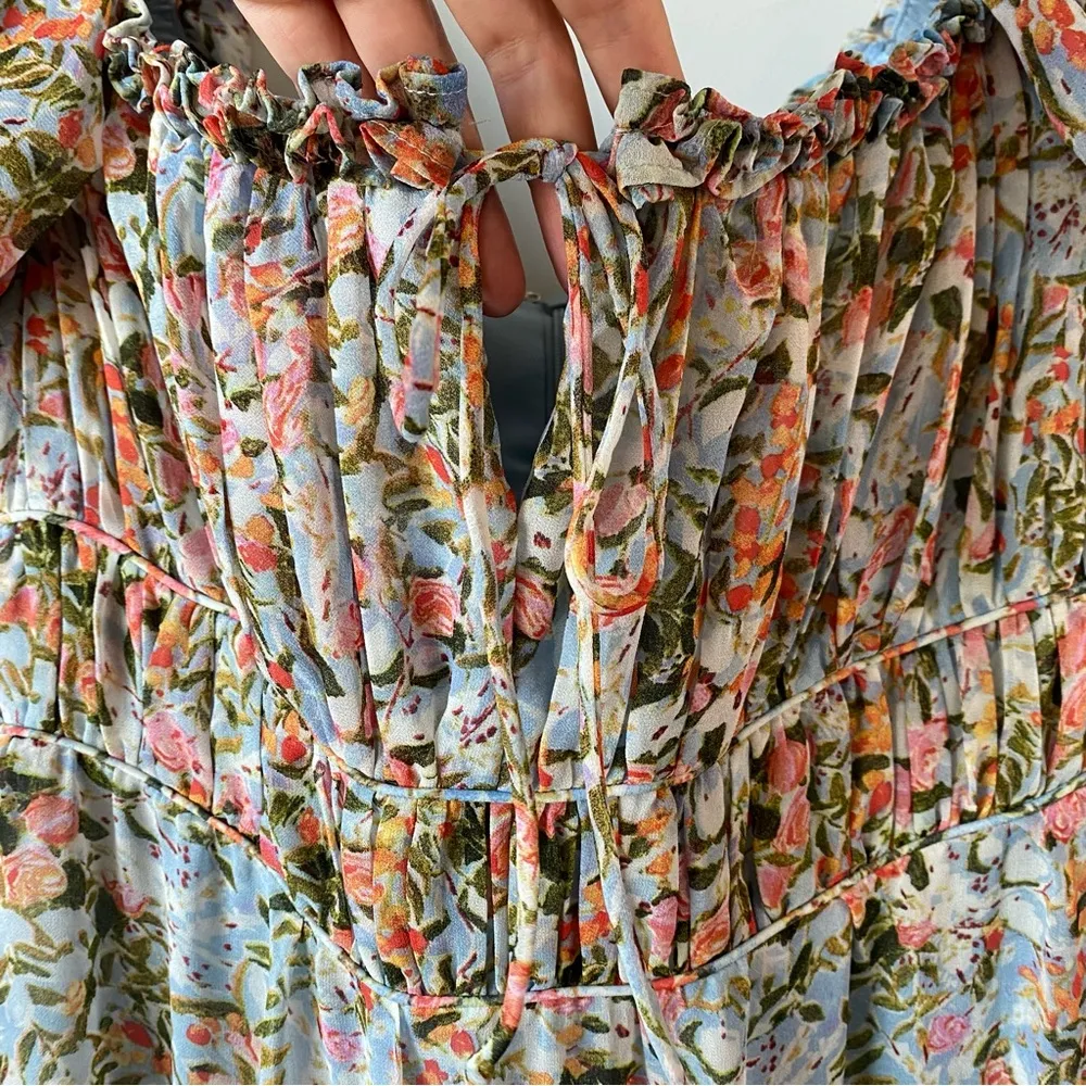 ASTR The Label Roseline Floral Maxi Dress Blue Pink XL - Image 7