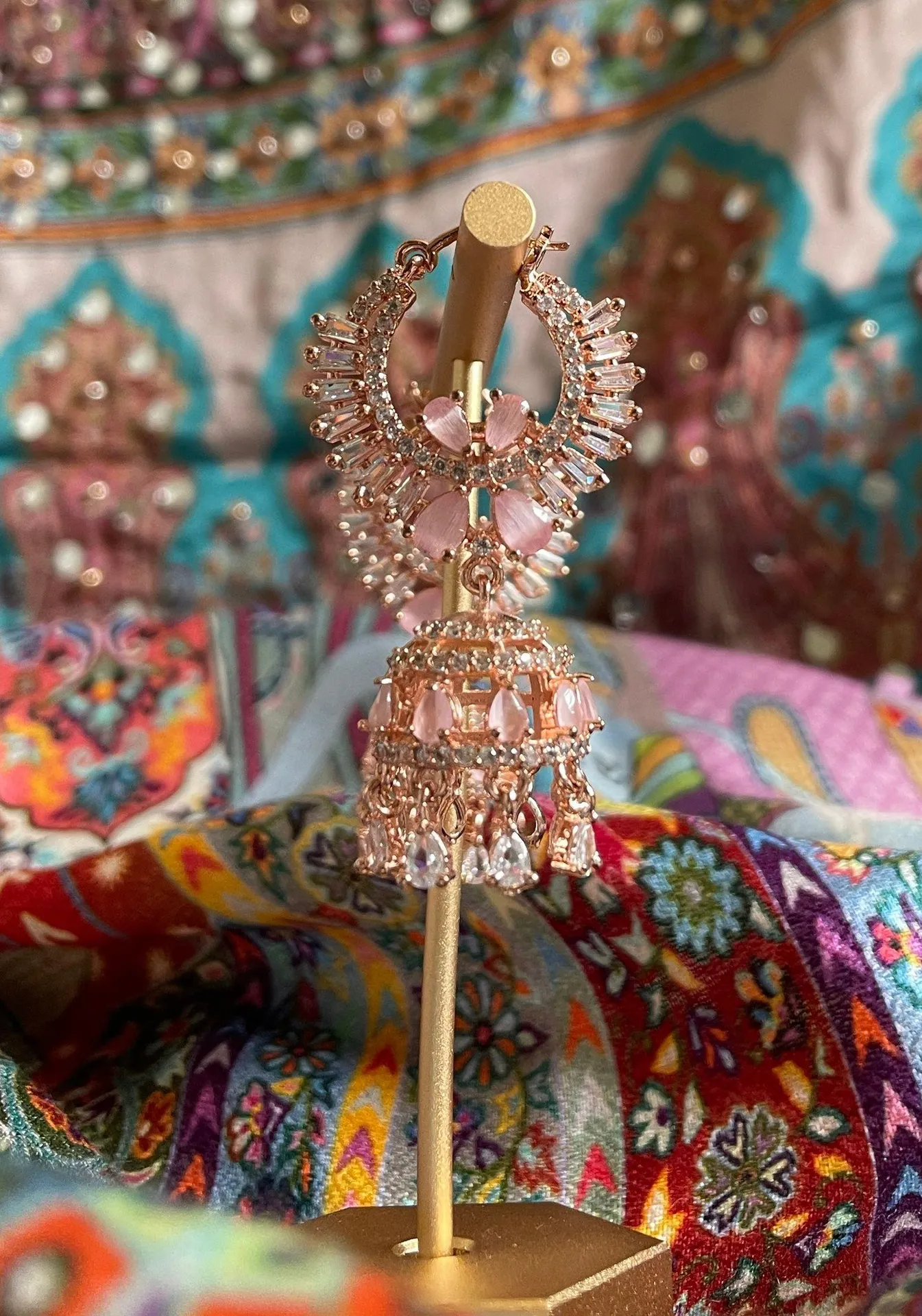 Pink Rose Gold Earrings - Image 2