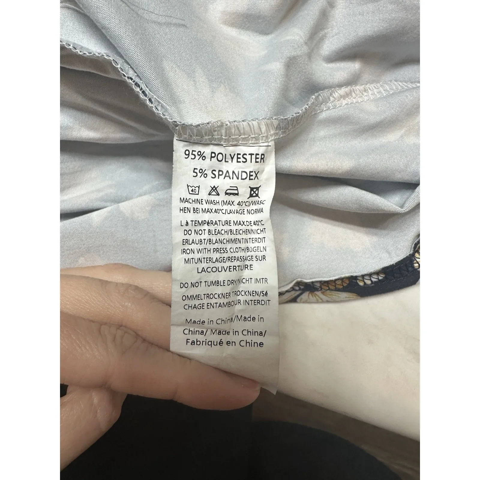 Navy Fall Floral‎ Casual Long Sleeve Tiered Babydoll Dress Size Large Blue - Image 4