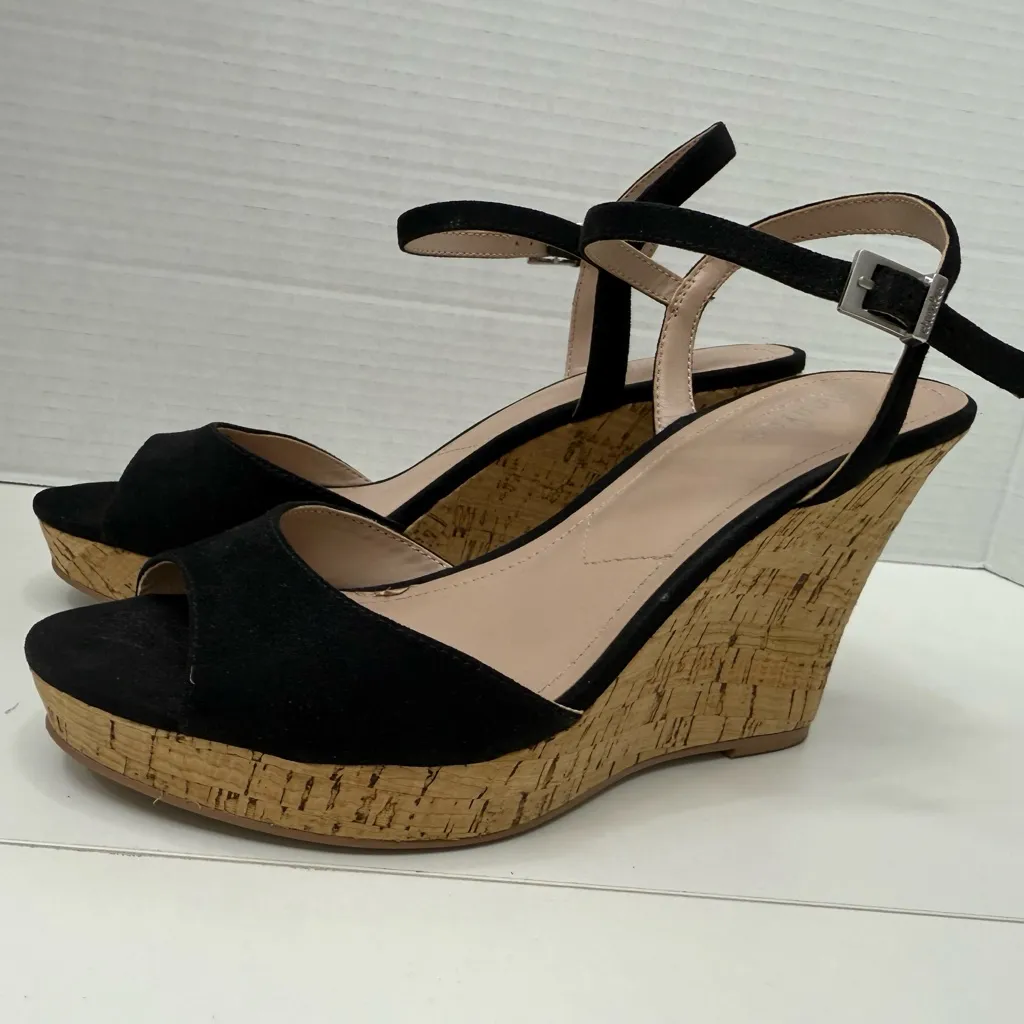 Charles By Charles David Black Cork Wedges size 8 - Image 2