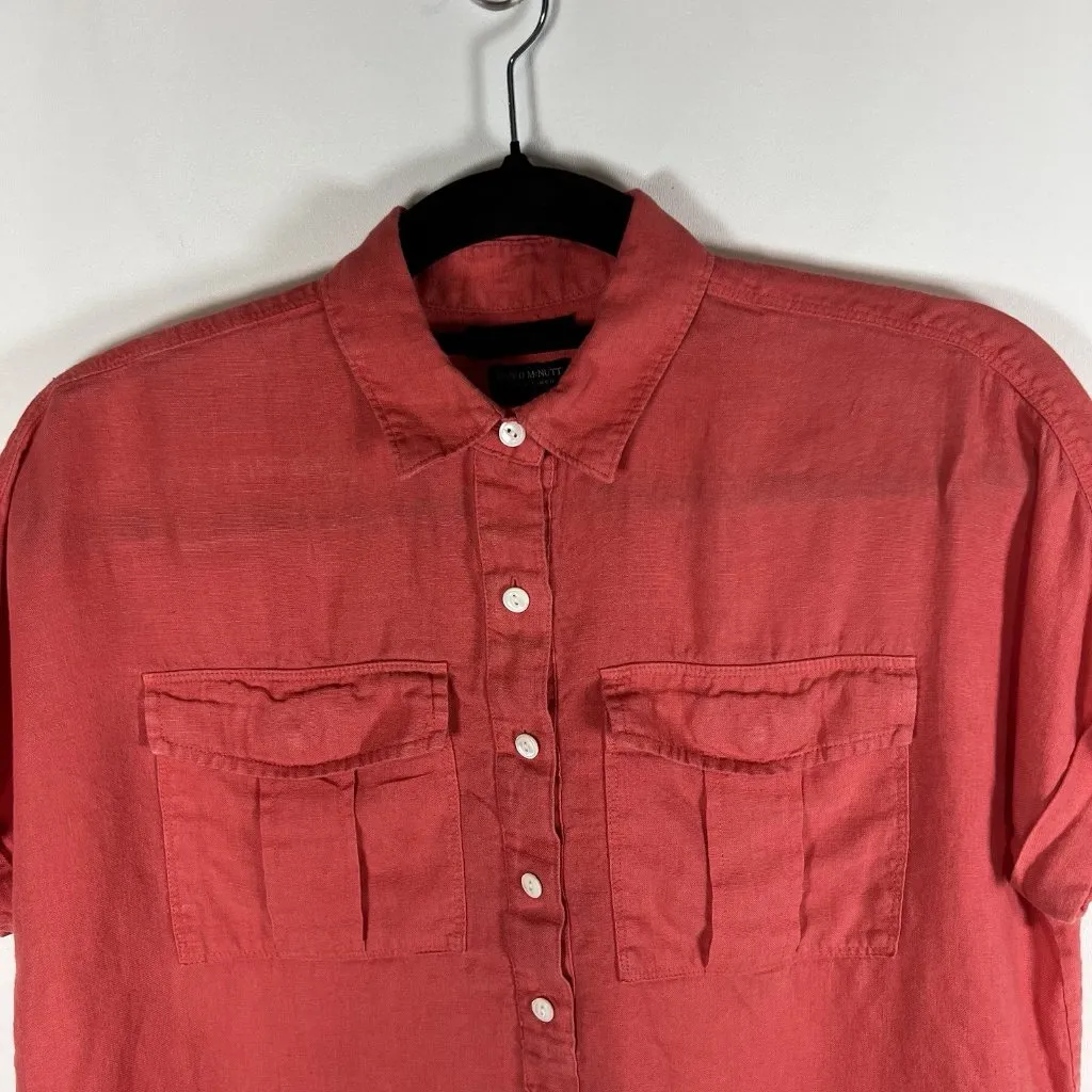 J‎ Crew Baird McNutt Top Size 0 Womens Red Short Sleeve Shirt Linen Button Beach - Image 2