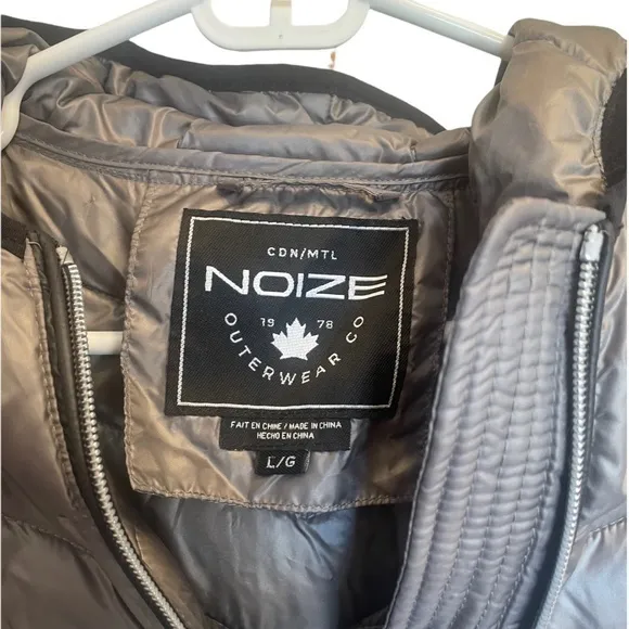 NWT Noize Gray Hooded Puffer Full Zip Jacket Coat Sz‎ Lg - Image 5