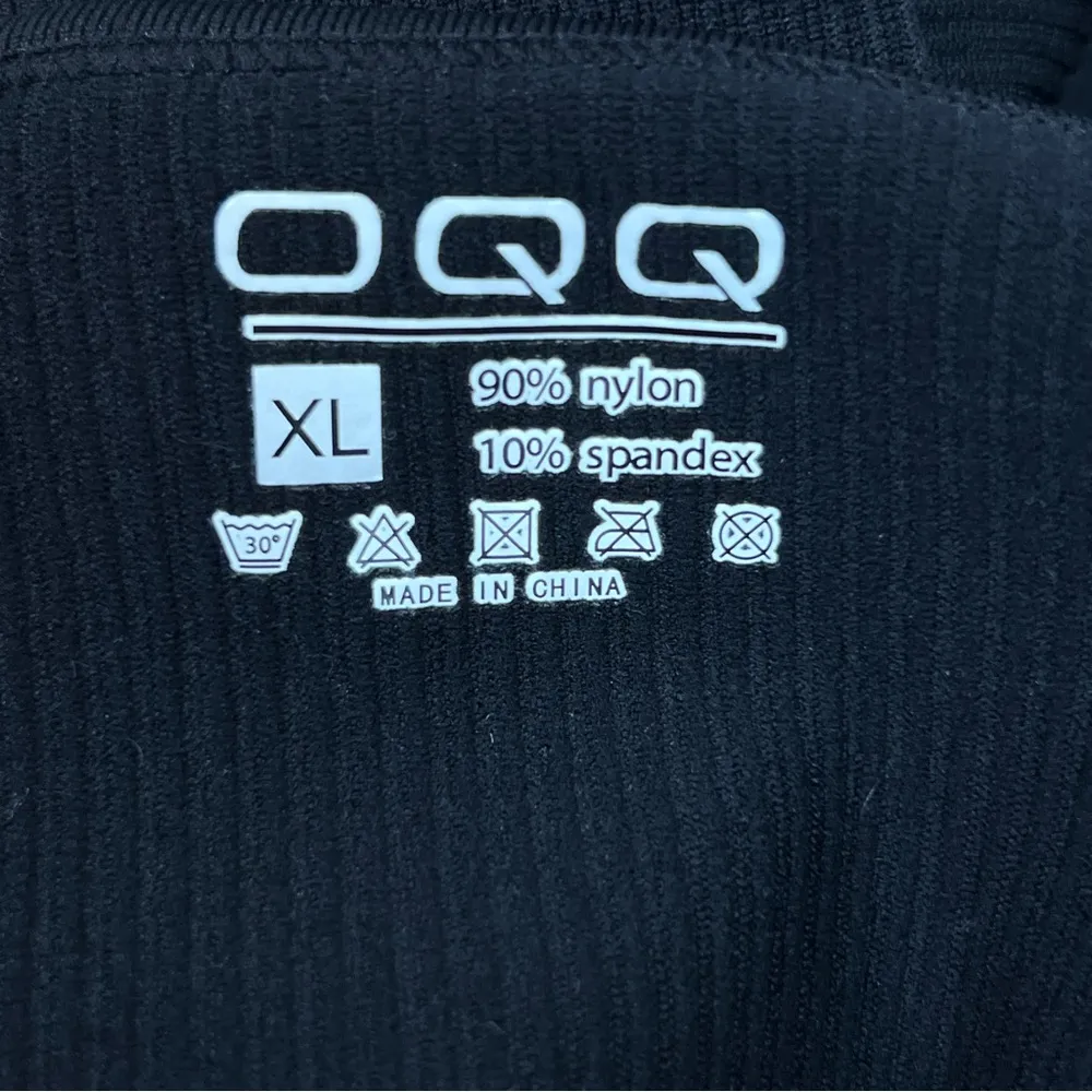 OQQ Black XL Compression Ribbed Dress Long Sleeve Square Neck - Image 8