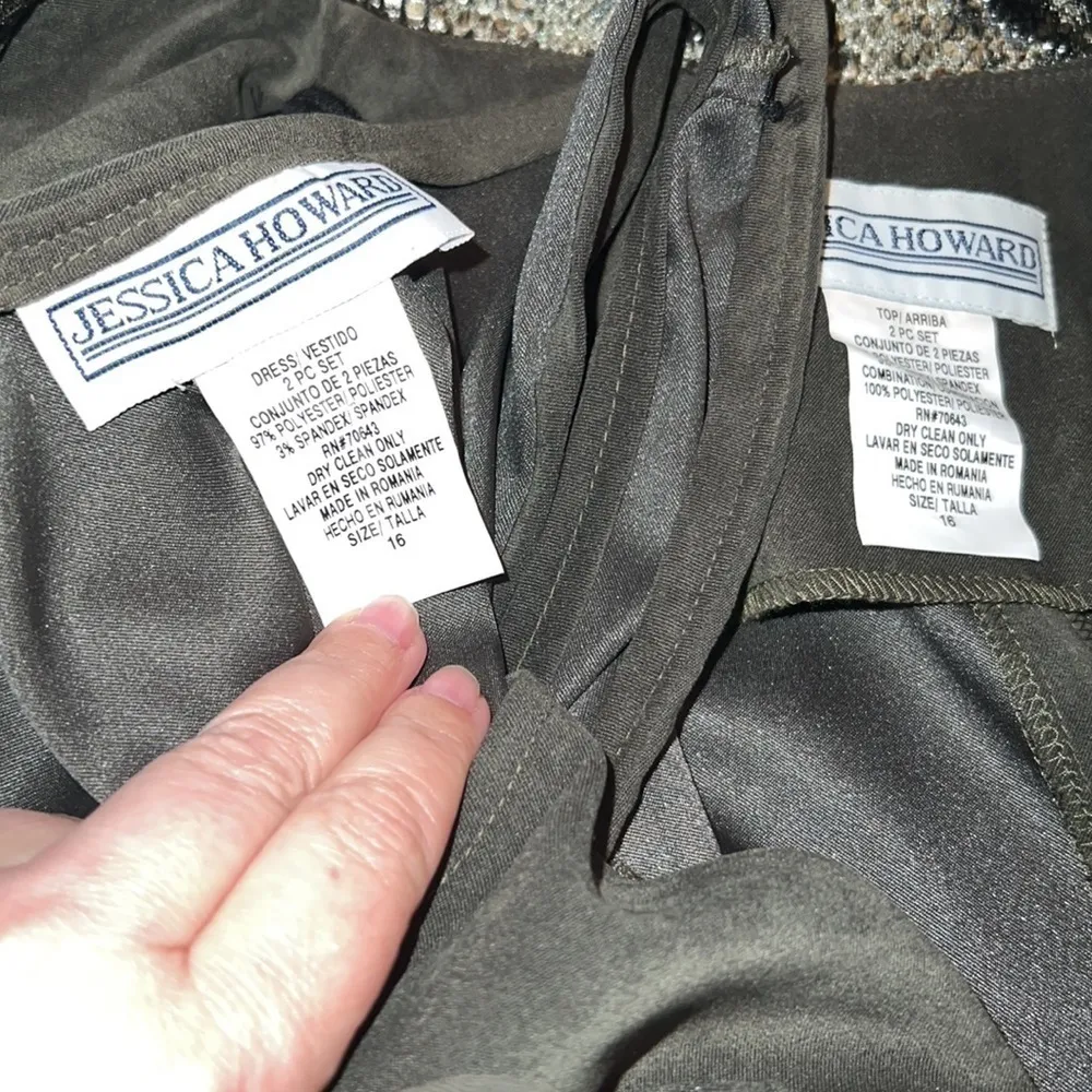 Vintage Jessica Howard Olive Green Maxi Dress and Blazer‎ Set Size 16 - Image 9