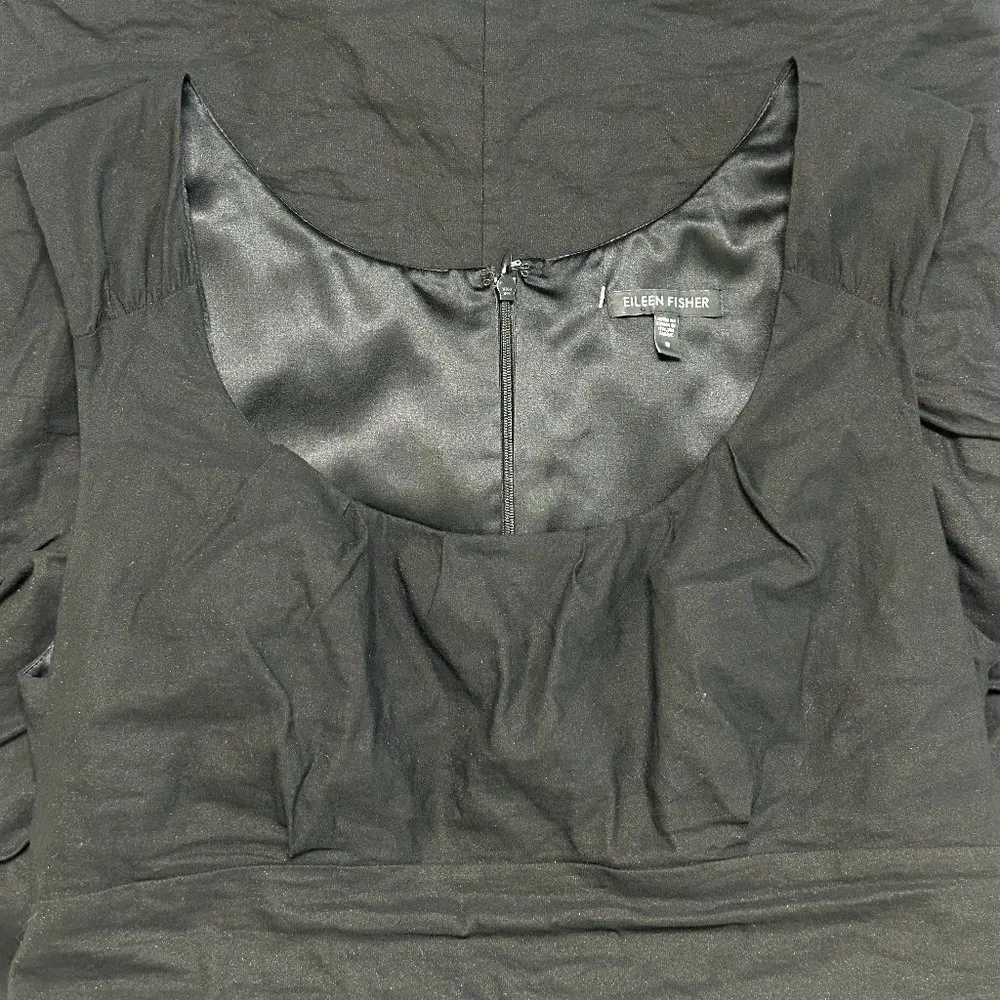 Eileen Fisher Ruched Sheath Dress Black Metallic Size 8 - Image 6