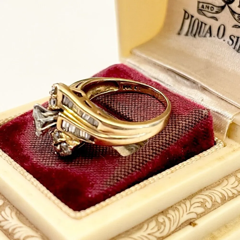 Solid 14k Yellow Gold And Natural Diamond Wedding Ring Size 5.5 - Image 5