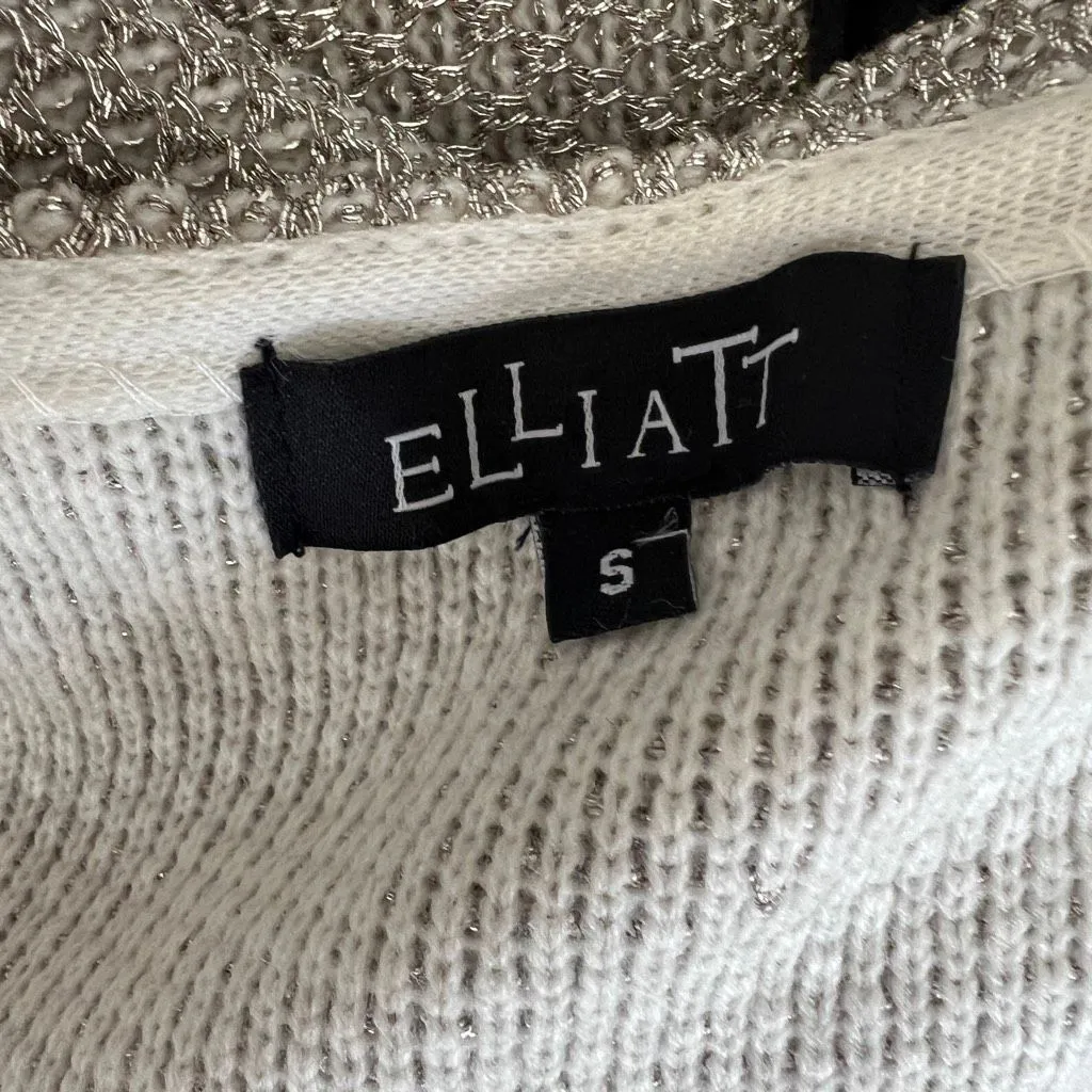Elliatt Open Front Metallic Knit Cardigan Jacket Beige Silver Small - Image 7