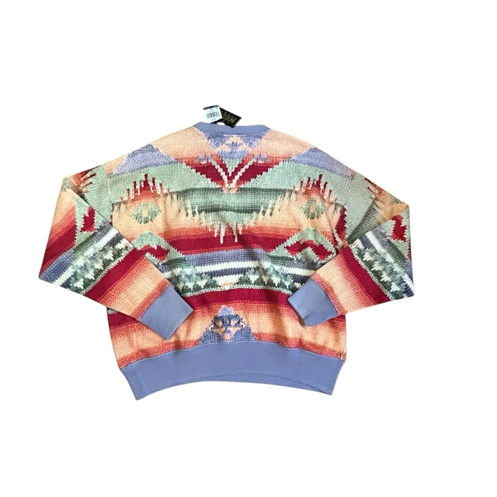 Polo Ralph Lauren Womens Size Med Southwestern Fleece Sweatshirt Multi BCN Print - Image 10