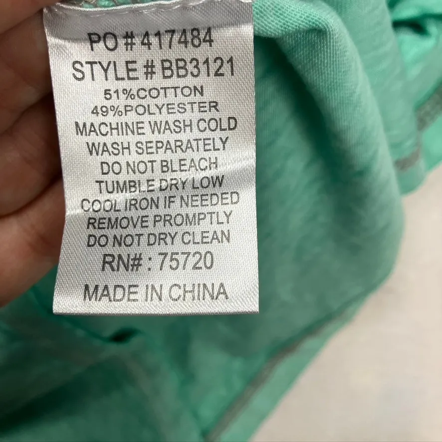 Buckle Black Label Mens L Henley Shirt Aqua Green Cotton Polyester Short Sleeve‎ Size undefined - Image 10