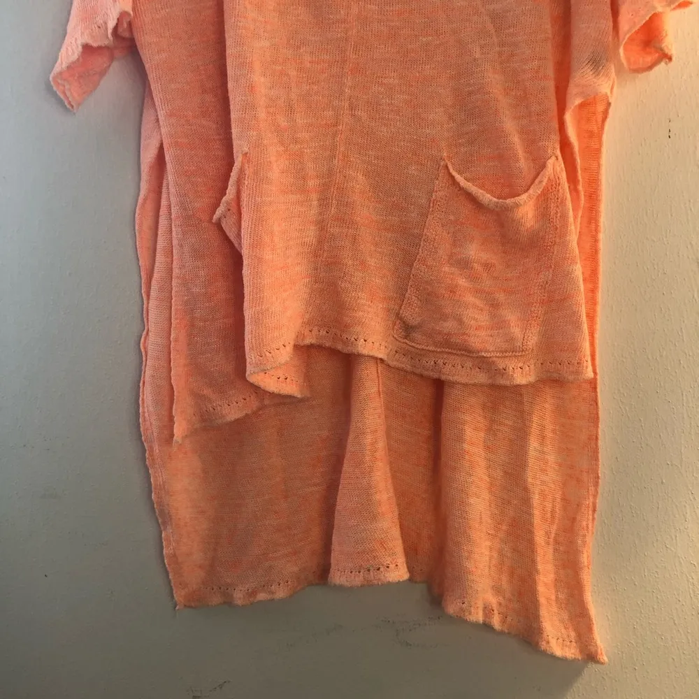 Free People Sweater Melange Oversized Sweater Tunic Linen Blend Orange Sz XS EUC - Image 7